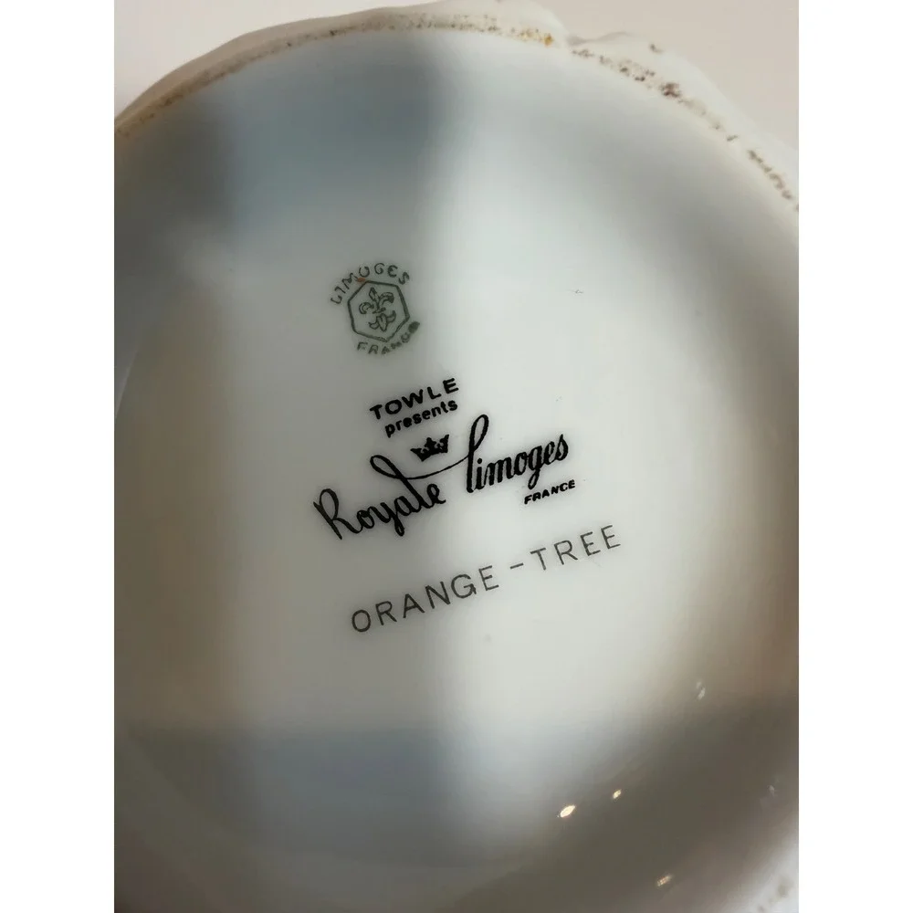 Royale Limoges France Orange Tree Porcelain Coffee Pot Towle Gilt Floral 9.5in